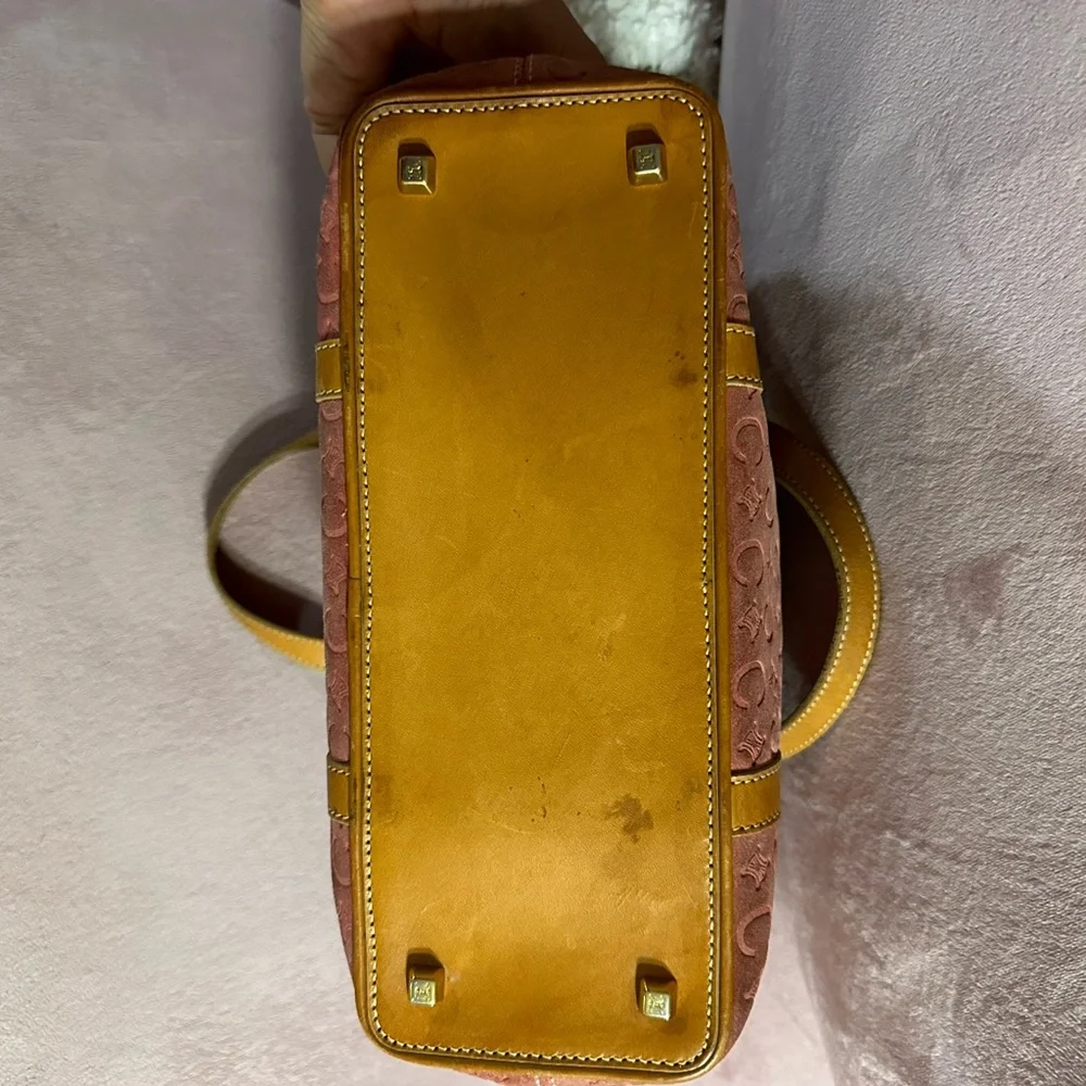 CELINE Tote Bag Pink Suede Leather Vintage Handbag - Picture 16 of 17